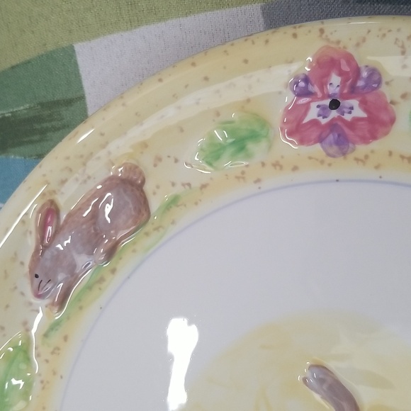 Cottage Core Hand Painted Rabbit Bunny Platter By Style Eye Baum Bros - Picture 8 of 11